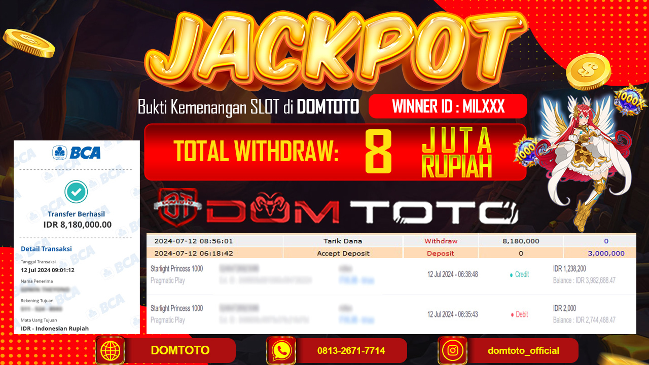 JACKPOT SLOT PRAGMATIC STARLIGHT PRINCESS 1000 12 JULI 2024